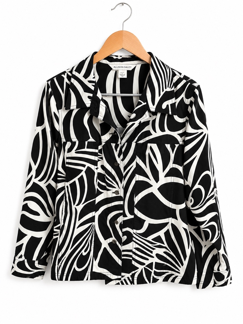 Allison Daley Black White Abstract Print Jacket Size 16